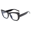 Oversized cat-eye sunglasses in glossy black finish with blue light blocking lenses - Black Frame