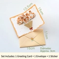 3D pop-up orange flower greeting card set with cream envelope and floral sticker - Style B-Red Rose
