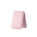 Pink magnetic leather card holder for iPhone 16 with MagSafe folding stand feature - Pink