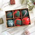 6-piece handmade wool felt Christmas tree ornaments set with festive patterns and gift box - Pine Tree Candy Cane 6Pcs Set Diameter 5cm