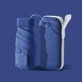 Portable ultra-light navy blue six-fold capsule umbrella with matching hardshell case - Flat 6-Fold Thickened Black Glue / With Cloth Sleeve / Deep Sea Blue