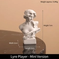 Miniature white resin female bust statue, classical Greek art decor for desk, 7cm height - Mini Muse Lira Player Bust