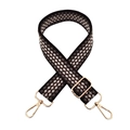 Adjustable 3.8cm wide geometric woven strap for crossbody bags with gold hardware - Dark Coffee