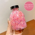 Barattolo di 1000 elastici per capelli rosa trasparenti a pois ad alta elasticità - Barattolo / 7# Punti Trasparenti Piccolo Ispessito (1000 Pezzi)