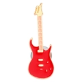Spilla smaltata a chitarra elettrica rossa con dettagli dorati e chiusura a farfalla - Stile Chitarra Elettrica Rossa e Oro (XZ6756)