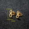 Golden infinity symbol stud earrings in polished stainless steel with dimensions - Infinity Symbol / Gold