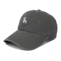 Charcoal grey washed cotton baseball cap with white SN letter embroidery on the front - Adjustable / Dark Gray