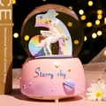 Pink unicorn crystal ball music box with glowing starry sky base and rainbow interior - Unicorn-Pink