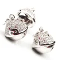 Three cute pig charms in silver micro-paved with white zircons and pink stone eyes - Pigsy Bell-White Gold