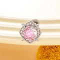 Pink rose-cut gemstone stud earring in silver titanium steel with screw back - Peach Pink (Single)