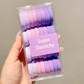 Pink and purple high elasticity hair ties set for girls in a transparent box - Purple Series 32 Pcs