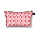 Süße rosa Kosmetiktasche mit Erdbeer- und Schleifenprint und großem Fassungsvermögen - 01-Rosa Erdbeere Schleife