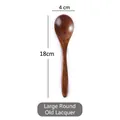 Long handle dark wood spoon with 18cm length and polished matte finish for dining - Nanmu Wood Long Handle Spoon