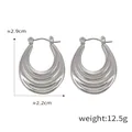 Silver U-shaped textured titanium steel earrings, 2.9cm geometric hoop earrings - Wave Texture Style (F737) / Steel