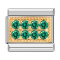Maillon italien en argent et or orné de huit pierres précieuses rondes vertes - Bicolore Zirconia Vert (C0865)