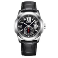 Leuchtende Herrenuhr mit schwarzem Lederarmband und römischem Zifferblatt - Lederstil / Schwarzes Lederarmband Schwarzes Zifferblatt