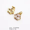 Golden butterfly charms with cubic zirconia for bracelets and necklaces 9.5x10mm - Style 16 Clover