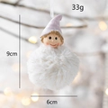 Christmas angel plush pendant with lavender striped hat and white faux fur ball - Purple Striped Hat White Fur Elf (Style L)