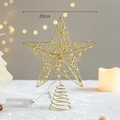 20cm golden lighted Christmas tree topper star with metallic beads and spiral base - Gold Bead Tree Top Star 20cm With Light