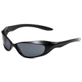 Gafas de sol deportivas negras Y2K con montura de polígono futurista aerodinámica - Montura Negro Brillante Lentes Grises