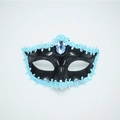 Venetian masquerade half-face mask in black and light blue with sequins and gems - Black and Blue