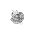 Silver finish scallop shell pendant connector charm for DIY necklace and bracelet making - 510# Horizontal Scallop Pendant Only / 13*17mm (2 Pieces/Pack) / Steel