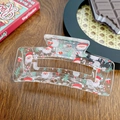 Transparent square acrylic hair claw clip with colorful Santa Claus holiday prints - Mini Santa Claus Print (10CM)