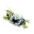 Morandi blue and cream artificial flower hair comb with silver bridal hair pins - FS35-5 Blue