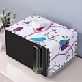 Linen microwave dust cover with colorful bird pattern and elegant wavy scalloped edges - 35*95cm (No Pocket Style) / White Purple Birds