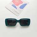 Kids trendy dark green rectangular acrylic sunglasses with UV protection and minimalist design - Green