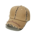Détail d'une casquette en coton kaki usé avec bordure léopard et broderie Just Because - M (56-58cm) / Khaki