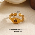 Anello vintage in acciaio inossidabile placcato oro 18k con occhio di tigre marrone - Stile con Pietra Preziosa Marrone Ovale (067)