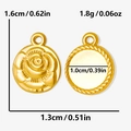 Dimensioni e peso dettagliati del ciondolo a forma di rosa in acciaio inox 304 - Oro
