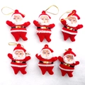 Set of six red flocked Santa Claus hanging ornaments for Christmas tree decor - 6.8CM Red Flocked Santa Claus (6Pcs) (PS-008)