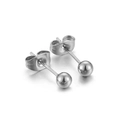 Orecchini a perno in acciaio al titanio argento con chiusura a farfalla da donna - Orecchini a Bottone a Sfera da 4mm (Color Acciaio) (KLJ596-Z)