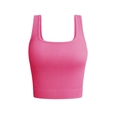 Débardeur de yoga côtelé sans couture pour femme rouge rose avec larges bretelles et coupe courte - S / Rouge Corail