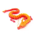 3D printed articulated dragon figure in orange, yellow and pink gradient finish - 30CM Crystal Sunrise