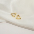 French vintage triangle hoop earrings in gold with pavé set cubic zirconia stones - Triangle