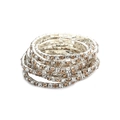 Elastic multi-layer bridal bracelet with silver metal and amber crystal rhinestones - Silver Multi-layer Brown Rhinestone