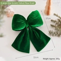Large dark green velvet bow ornament for Christmas tree decor, size 37x32cm - Green (Large)