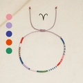 Handgewebtes Sternzeichen-Armband mit lila Kordel und bunten Perlen für Widder-Stil - Widder (MI-Serie)