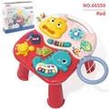 2-in-1 red baby activity learning table with musical piano keys and sensory toys - Basketball Seahorse Game Table (Red)