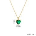 18K gold plated heart necklace with green emerald pendant and zircon details - Emerald Green