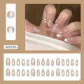 Amandelvormige champagne cat eye kunstnagels met kleurrijke hartaccenten set van 30 - Snoephart Kattenoog (Lijm Stijl) / 30 Stuks/Doos