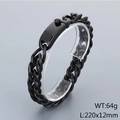 Bracciale cubano da uomo 12mm in acciaio al titanio nero con piastra lucida - Nero (KB181221-KJX)