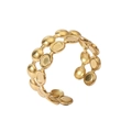 Retro 18k gold plated open ring with double-row coin disk design on white background - Style 10/Double Row Disks