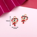 Christmas candy cane with bow alloy charm for DIY jewelry, 18mm red and green pendant - 5# Christmas Candy Cane