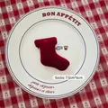 Velvet Christmas stocking pendant in burgundy finish for DIY crafts, size 7.5x6cm - Stocking-04 (Burgundy)