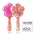 Pink floral transparent hairbrush with colorful beads for detangling and scalp massage - Flower Shape Fashion Paris