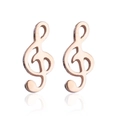 Minimalistische Treble Clef Ohrstecker für Damen aus roségoldenem Edelstahl mit Spiegelung - Roségold